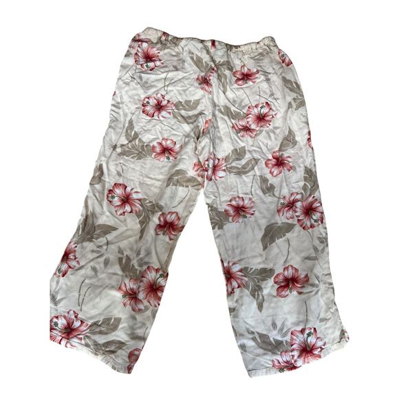 Caribbean Joe Women's Wide Leg Capri Pants Drawstring Floral Size Medium - Picture 2 of 8